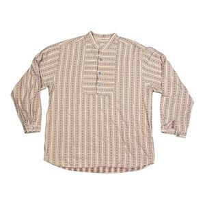 WAH MAKER FRONTIER Women Vtg Blouse Pullover XL Button Floral Long Sleeve USA